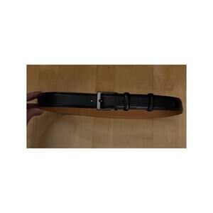 Vestimena Black Leather Belt Silver Buckle 35